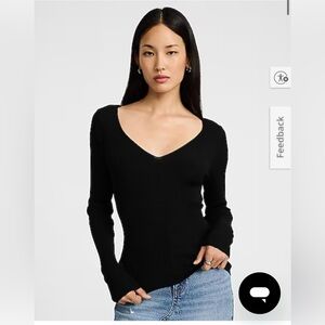 New with Tags Express double V neck ribbed black sweater